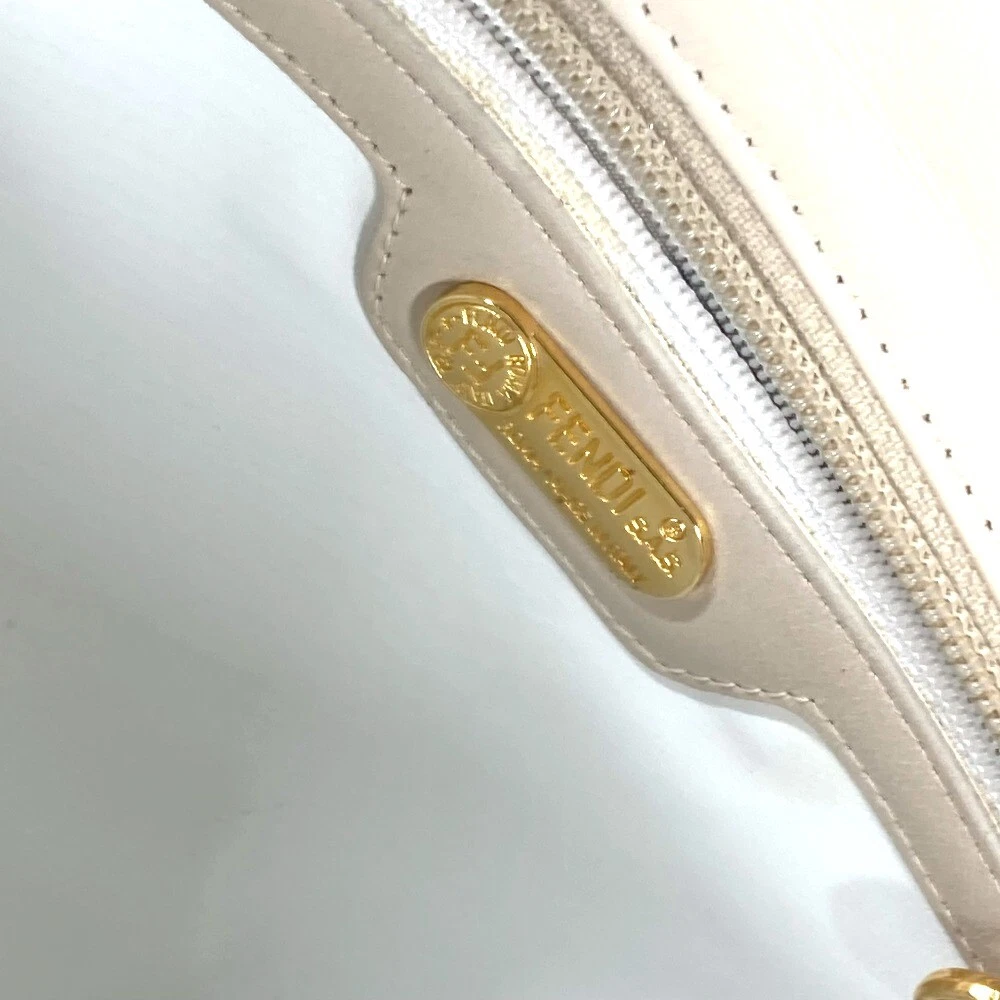Fendi Pearly Ivory Leather Satchel with Quilted Pasta Design & Gold Hardware