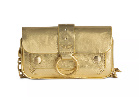 Zadig & Voltaire NWT Kate Vintage Metallic Gold Leather Wallet Two-way Bag