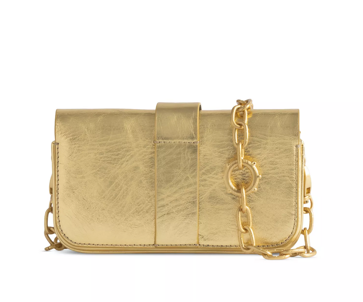 Zadig & Voltaire NWT Kate Vintage Metallic Gold Leather Wallet Two-way Bag