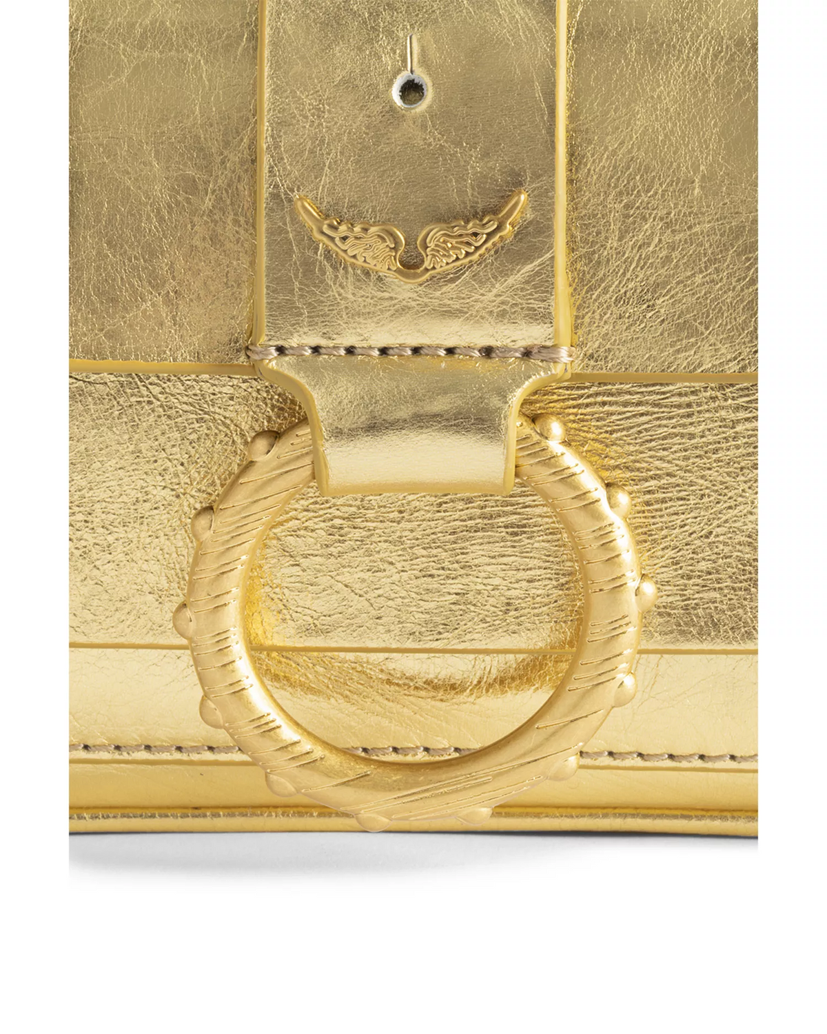 Zadig & Voltaire NWT Kate Vintage Metallic Gold Leather Wallet Two-way Bag