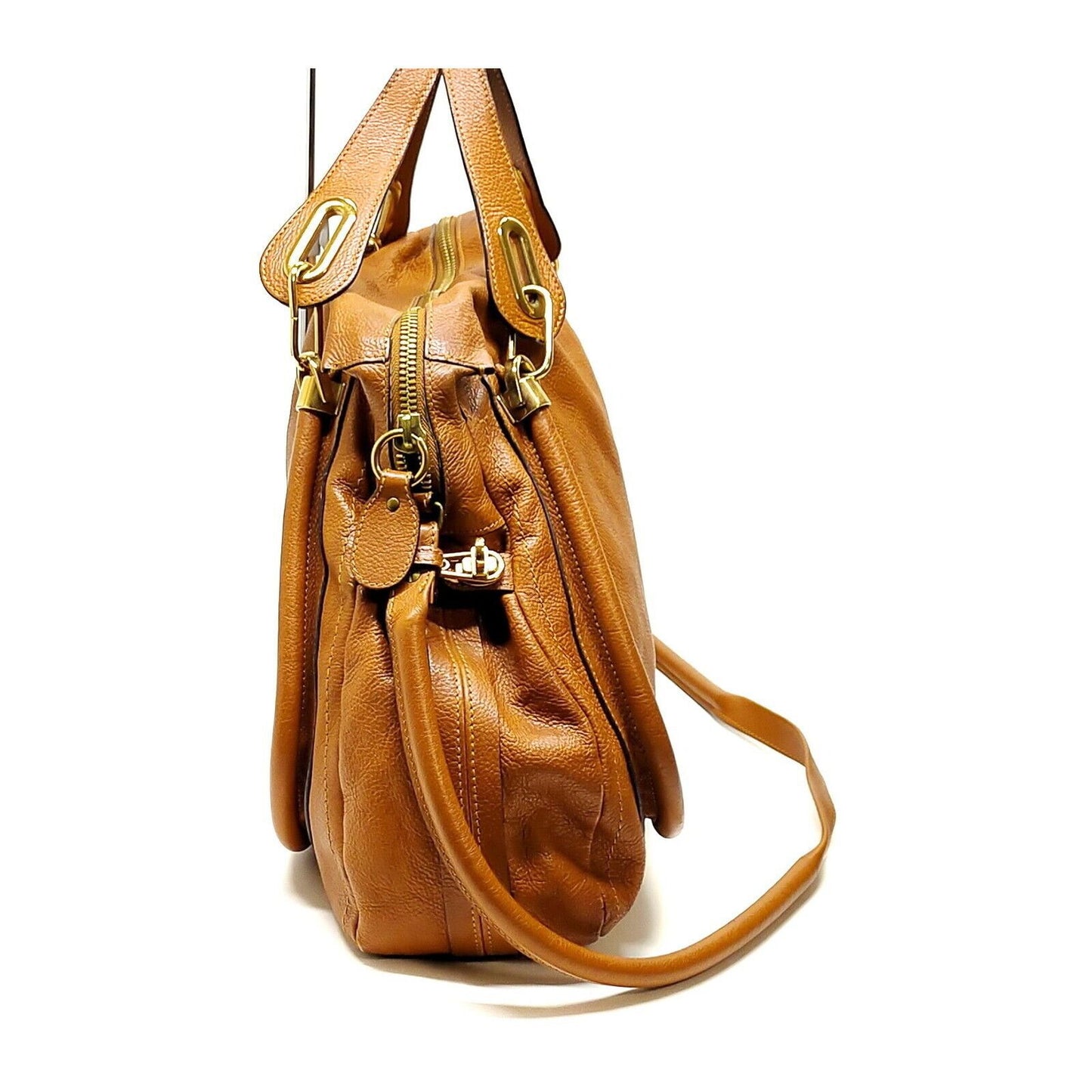 Chloé 'Paraty' style camel leather top zip two-way bag