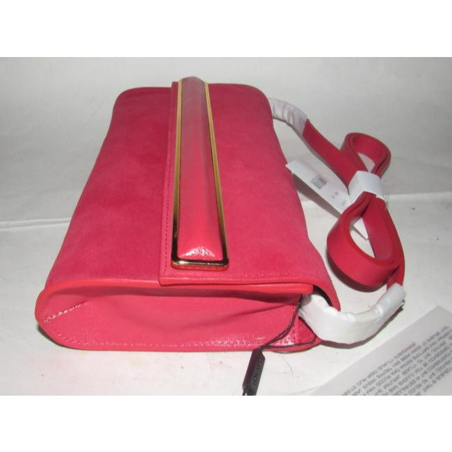 Halston Two Way Red Suede And Red Leather Cross Body Bag