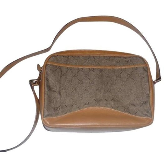 Gucci Supreme Shoulder W Guccissima Print Style Pockets Brown And Gg Leather Bag