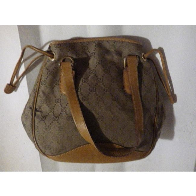 Gucci Vintage Shades Of Brown Canvas And Leather Satchel