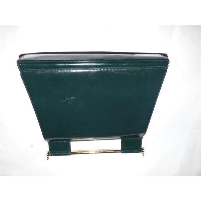 Gucci Patent Two Way Avant Garde Trapazoid Shaped Purse Green Leather Satchel