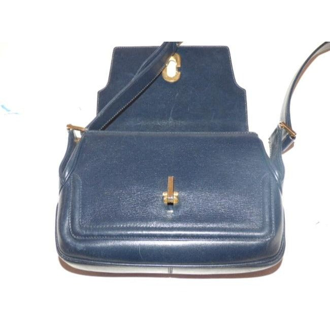 Gucci Vintage Navy Leather Shoulder Bag