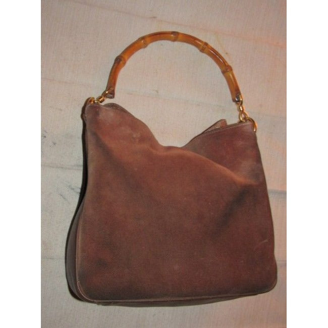 Gucci Vintage Mocha Brown Suede And Leather Hobo Bag