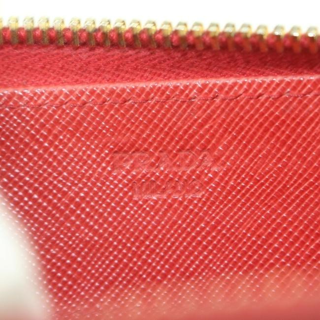 Prada True Red Saffiano Leather Xl Zip Around Style Continental Wallet