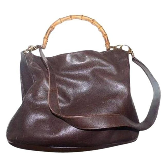 Gucci Vintage Two Way Brown Leather Hobo Bag