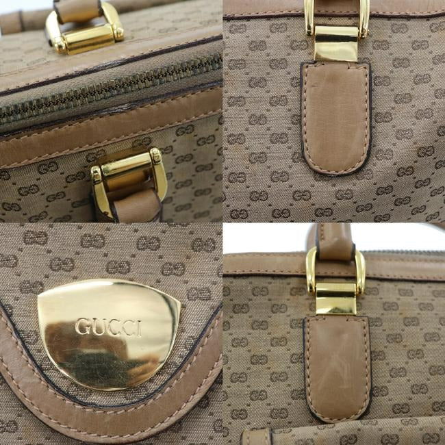 Gucci Bamboo Buckle Top Handle Bag Xl Vintage Micro Guccissima Logo Print With Front Pocket Brown