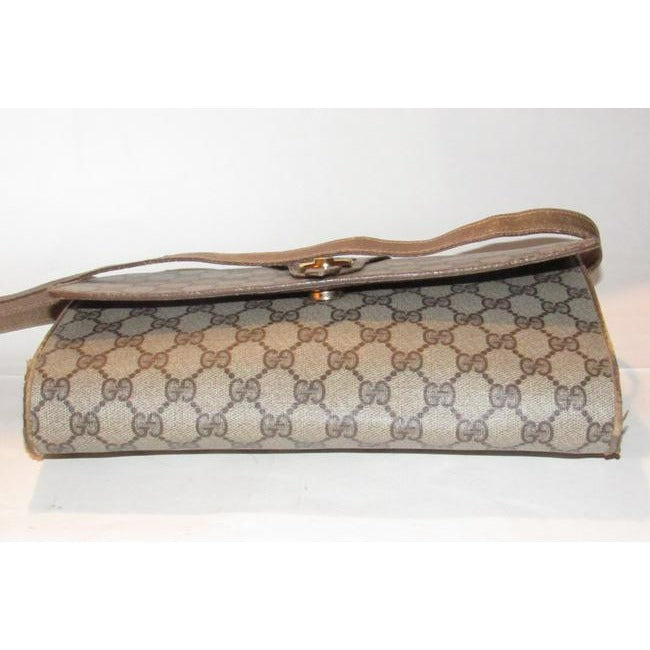 Gucci Horsebit Vintage Accessory Collection Two Way Brown Gg Canvas Bag