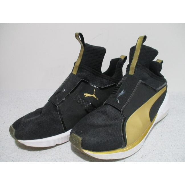 Puma Black And Gold Edgy White Signature Logo Sneakers Size Eu