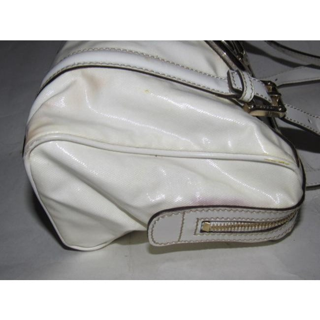 Gucci White Leather Blondie Satchel W Bold Gold GG