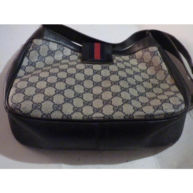 Gucci Ophidia Top Handle Bag Xl W Printleather Sherry Stripe And Gold G Navy Guccissimaredblue Leath