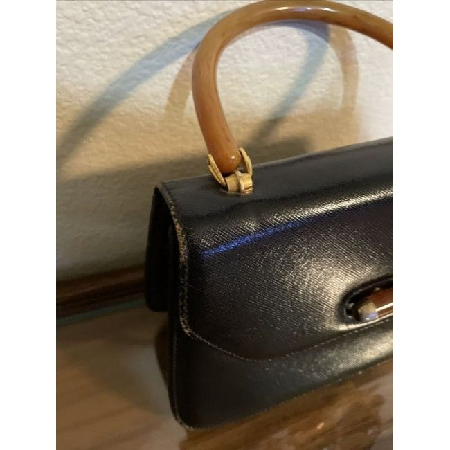 Gucci Top Handle Bag Kelly Style With Handleaccents Black Leatherbakelite Accents Satchel