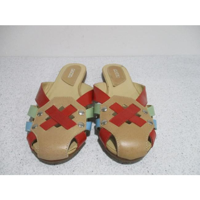 Pazzo Jekel Green Red Blue Multi Color Beige Woven Vamp Slide Sandals Flats Size Us
