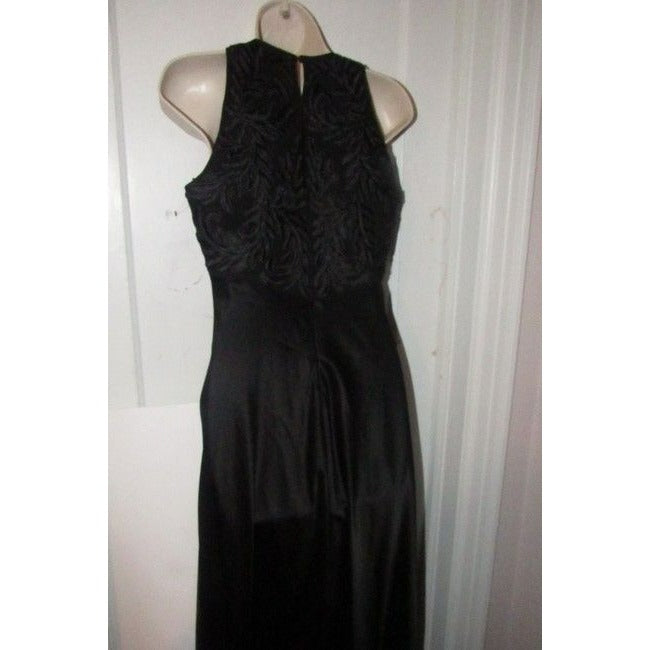 Carmen Marc Valvo Black Brocade Long Formal Dress