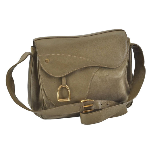 Gucci Stirrup olive green suede & leather saddle bag style cross body!