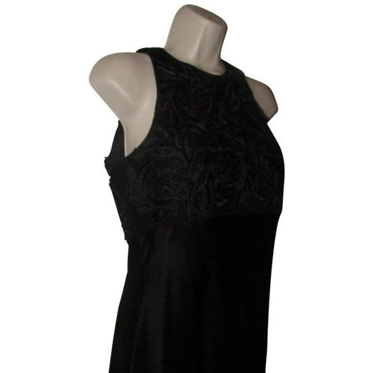 Carmen Marc Valvo Black Brocade Long Formal Dress