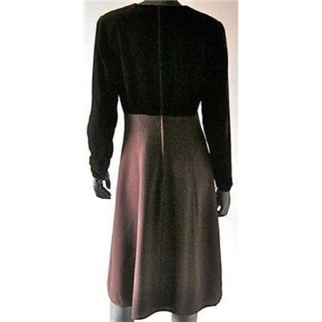 Emanuel Ungaro Brown Velvet And Wool Crepe Vintage Mid Length Cocktail Dress