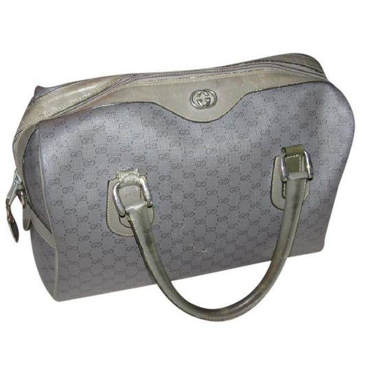 Gucci Vintage Pursesdesigner Purses Dark Grey Small G Logo Print On Lighter Grey Coated Canvas And G