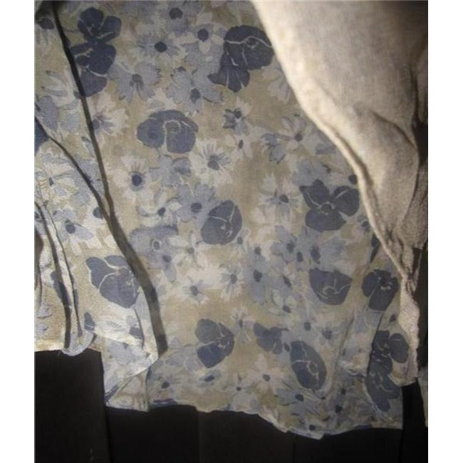 Max Mara Grey And Blue Floral Print Silk Vintage Blouse