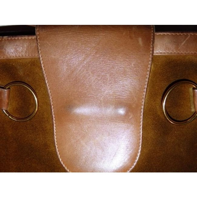 Gucci Vintage Brown Suede Camel Leather Hobo Bag