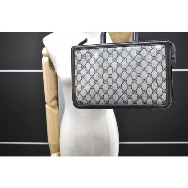 Gucci Supreme Portfolio Clutch Guccissima Print Cted Canvasleather Structured Two Way Satchelclutch