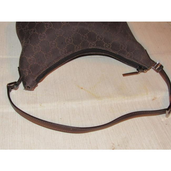 Gucci Webby Brown Canvas And Leather Hobo Bag