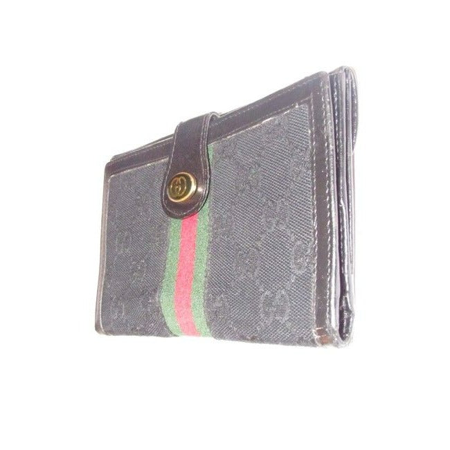 Gucci Black G Printed Green Stripe Collection Wallet