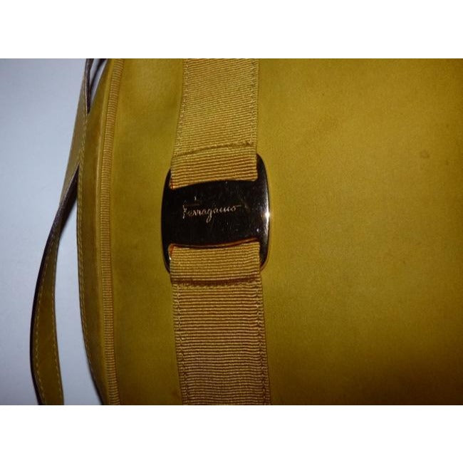 Salvatore Ferragamo Vara Ribbon Mustard Yellow Suede And Leather Cross Body Bag