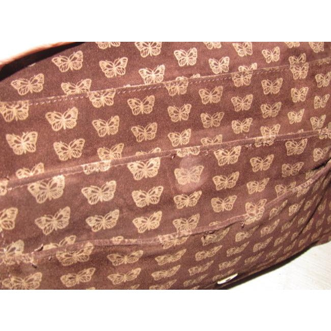 Bottega Veneta Vintage Pursesdesigner Purses Embossed Pink Butterfly Print On Brown Suede And Brown