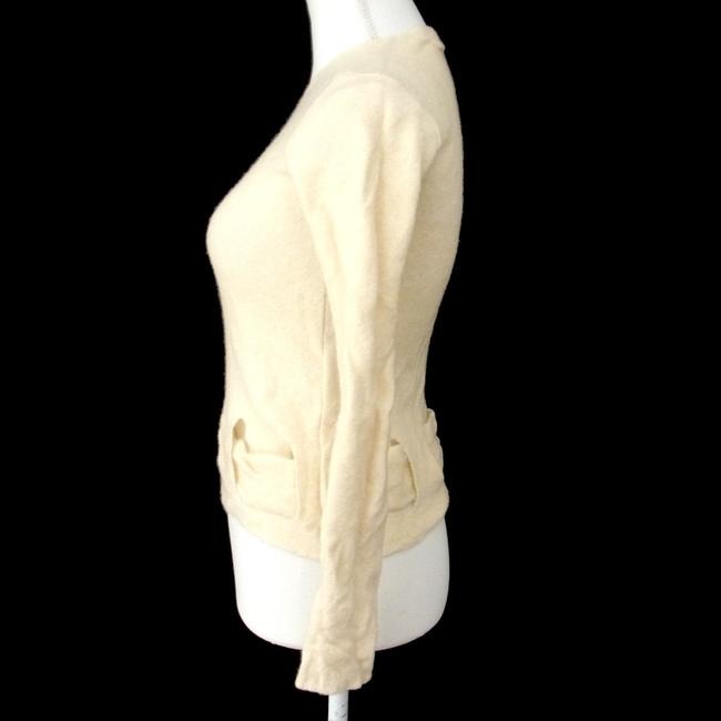 Fendi Sweater Ivory Wool With Cut Out Woven Design Sweater