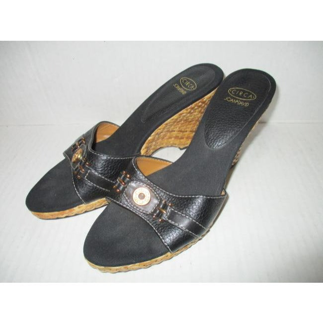 Joan And David Brown Open Toe Lacquer Wicker Platform Sandals Size Us
