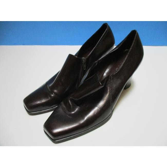 Franco Sarto Brown Chestnut Square Toe Zip Pumps Size Us