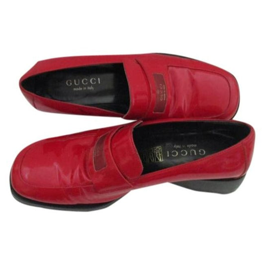 Gucci Purple Red Patent Leather Vintage Loafer Flats Size Eu