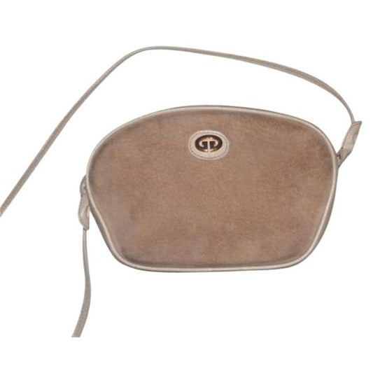 Gucci Vintage Beige Tan Suede And Leather Cross Body Bag