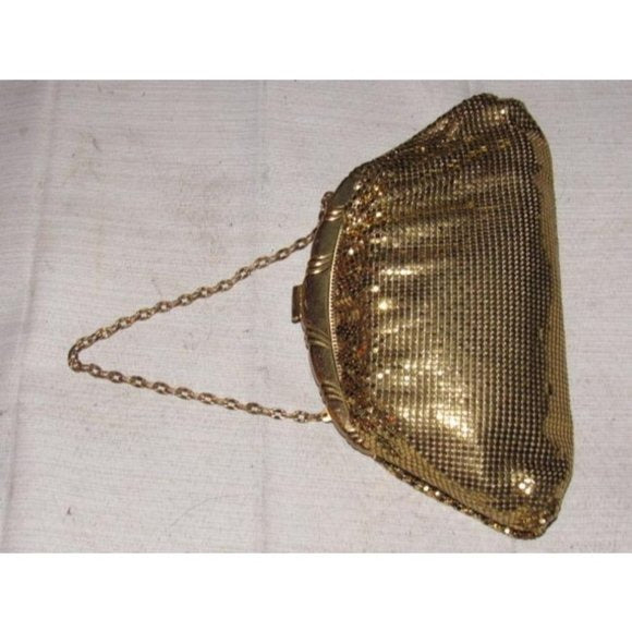 Whiting And Davis Vintage Mirrored Gold Chain Maille Mesh Designer Purse