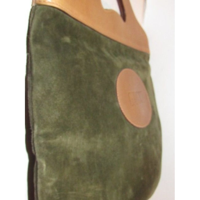 Gucci Ophidia Vintage Suede Leather Top Handle Punch Top Olive Green Camel Leather And Suede Tote