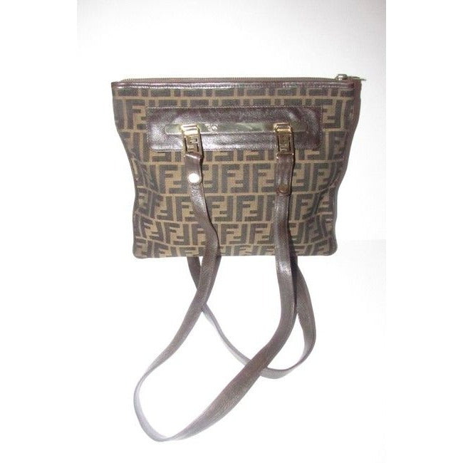 Fendi Vintage Pursesdesigner Purses Zucca Print In Shades Of Brown Coated Canvas And Leather Satchel