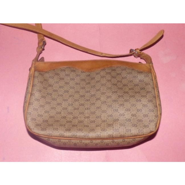 Gucci Vintage Browns Coated Canvas And Leather Shoulder Bag