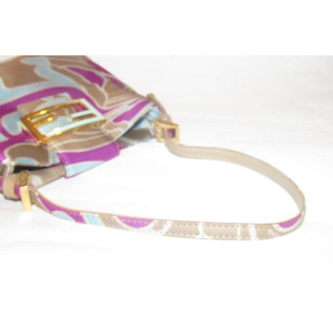 Fendi Limited Edition Colorful Print Silk & Leather Baguette