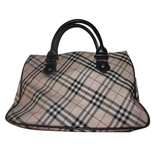 Burberry Vintage Pursesdesigner Purses Black Leathernova Check Plaid Fabric Leathernova Satchel