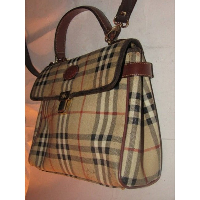 Burberry Two Way Top Handle Satchelcross Body Or Shoulder Purse British Tan Leatherhaymarket Nova Ch