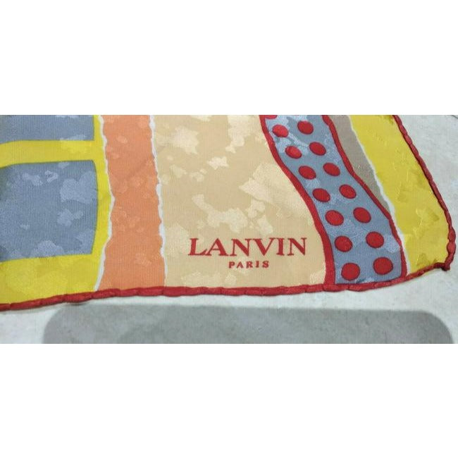 Lanvin Yellow Blue Purple Red Pink Abstract Print Silk Scarf