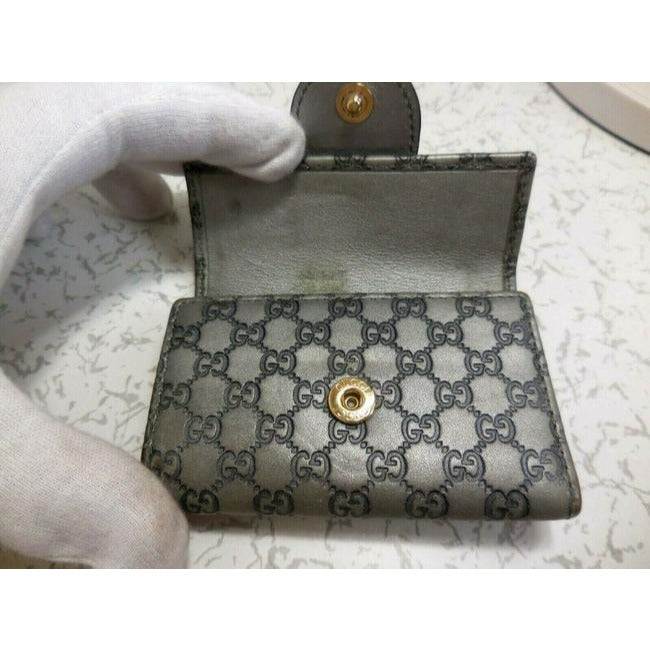 Gucci Silver Large G Print Leather Key Holder Wallet