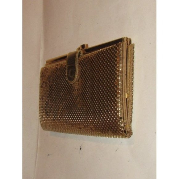 Whiting And Davis Vintage Gold Mirrored Mesh Chainmaille Designer Purse