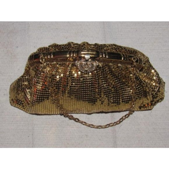 Whiting And Davis Vintage Mirrored Gold Chain Maille Mesh Designer Purse