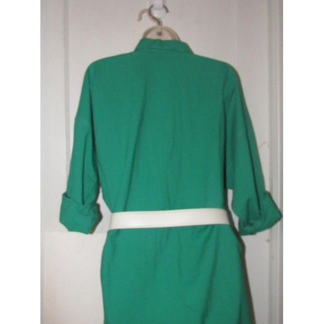 Oscar De La Renta Green With White Contrast Stitching Vintage Mid Length Dress