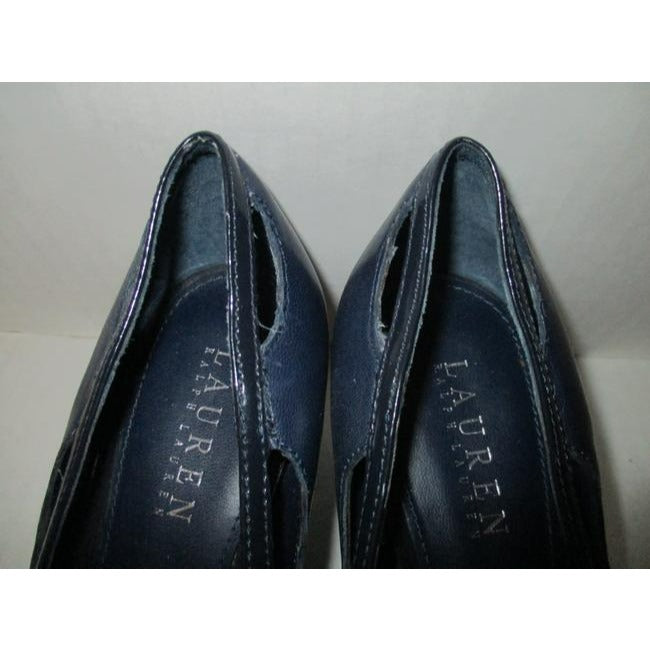 Ralph Lauren Navy Pointed Toe Scallop Cut Out Low Pumps Size Us